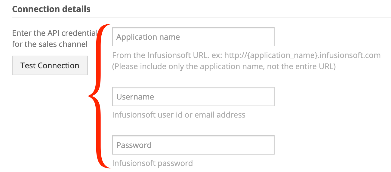 Infusionsort API credentials