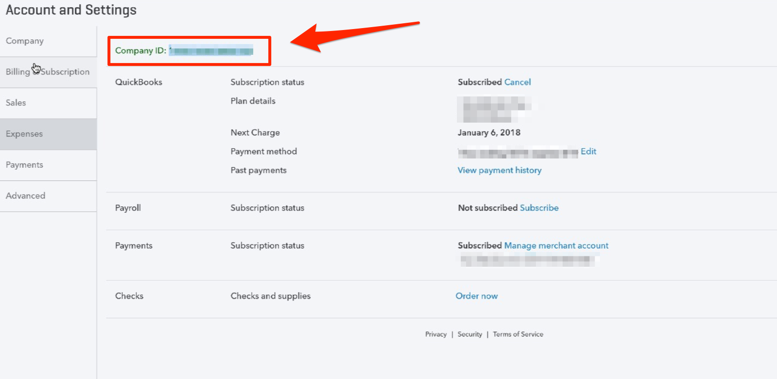 quickbooks company settings menu