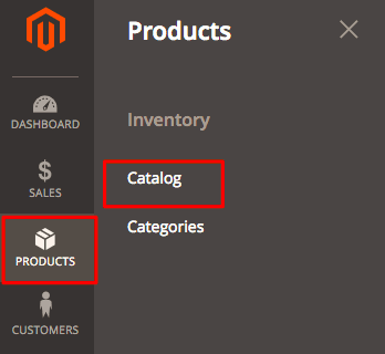 In Magento Admin, click Products, Catalog.