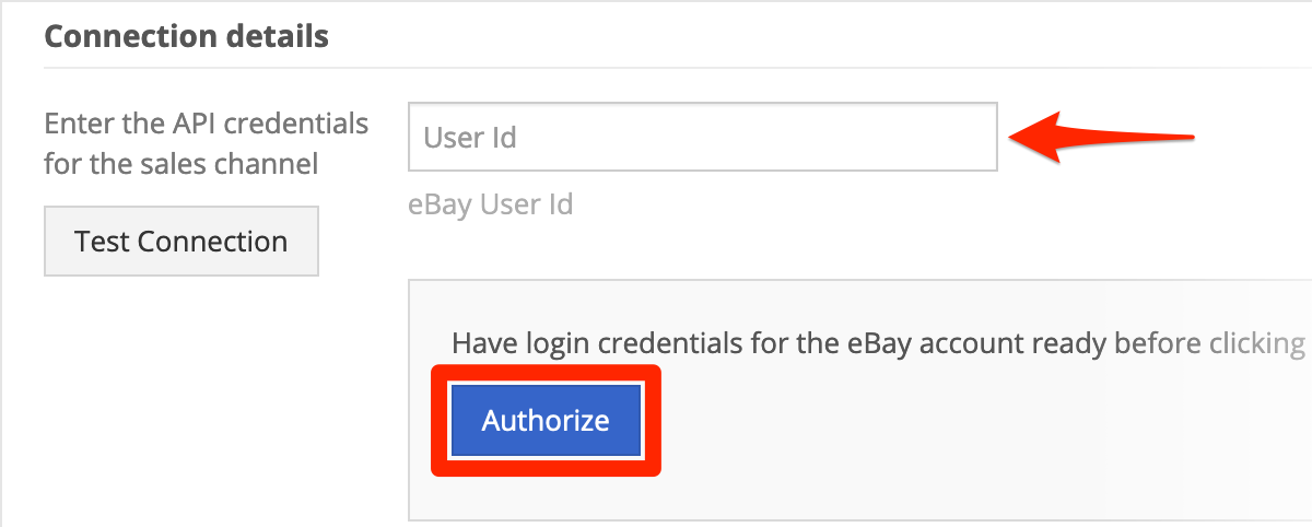 Enter the name of your eBay store, and click Authorize.