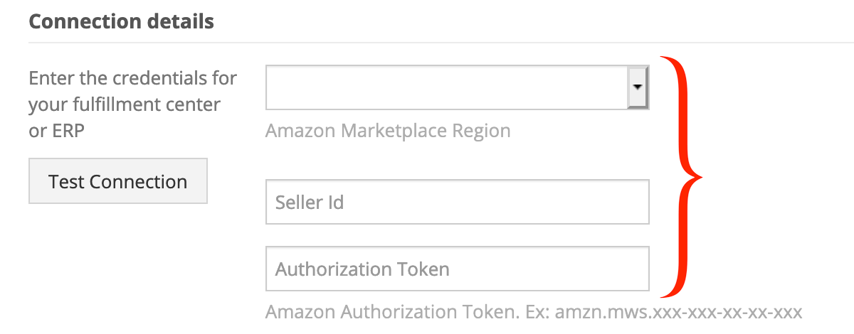 Fulfillment By Amazon connection details