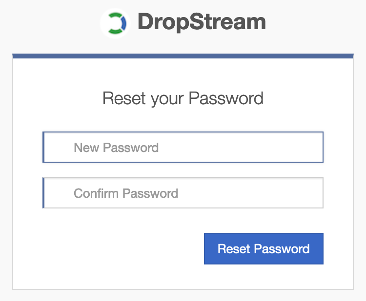 Enter new password, confirm it, and click Reset Password.