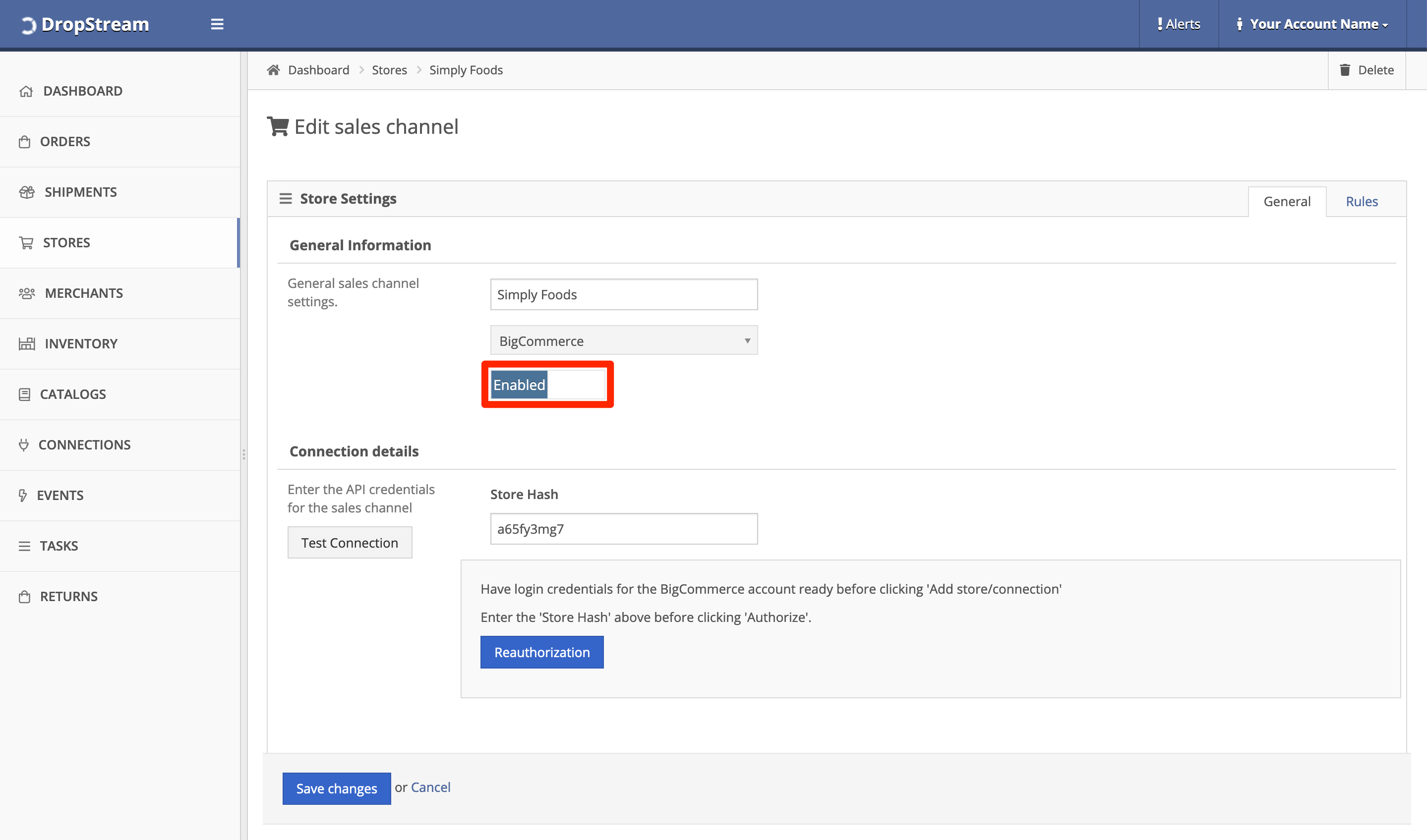 Click the Enabled button to change it to Disabled.