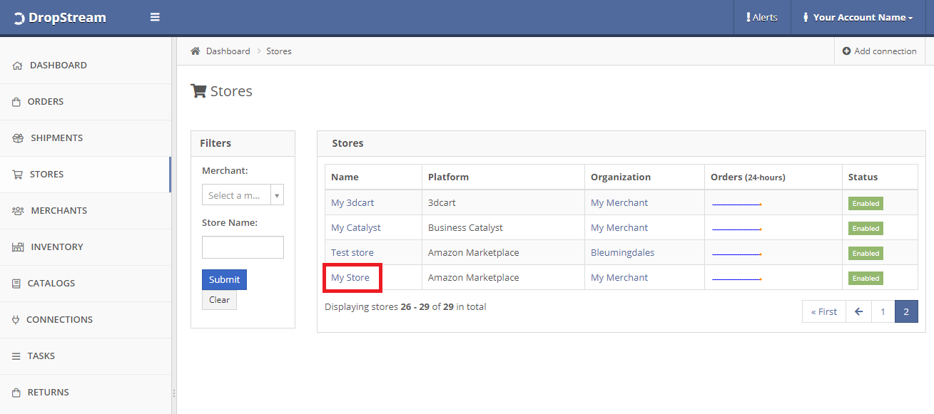 DropStream - Select a store