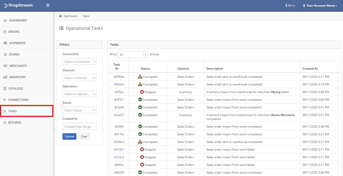 DropStream - Tasks