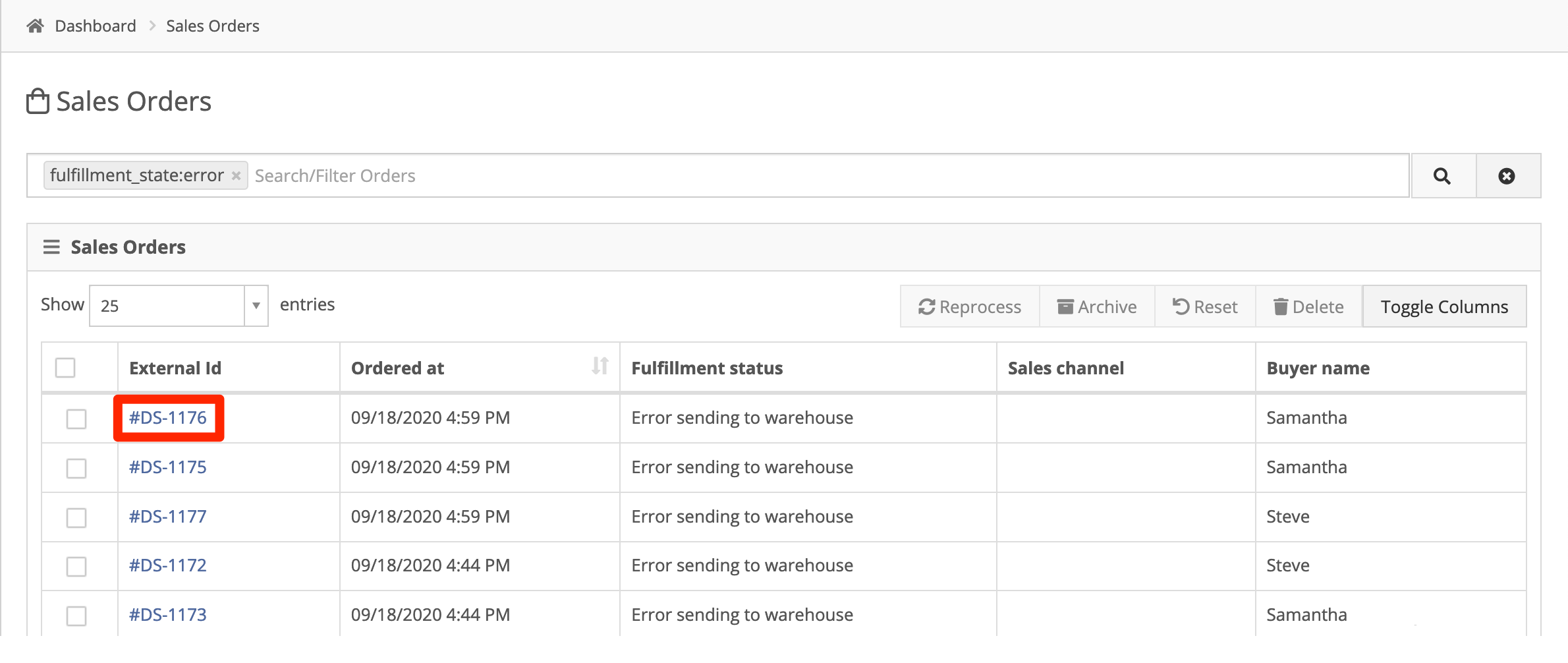 Filtered search results page