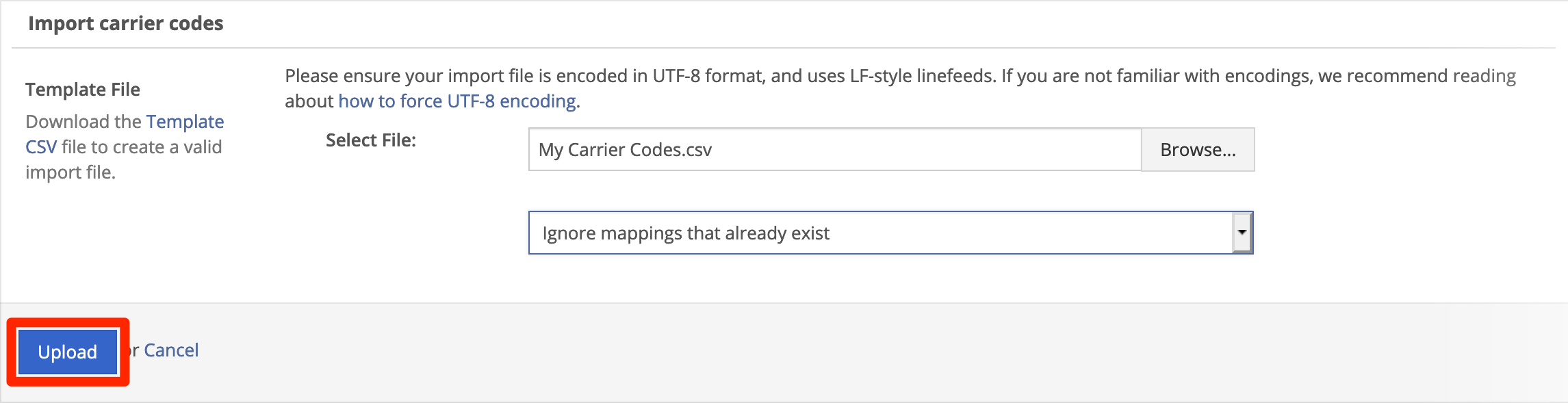 Click Upload.