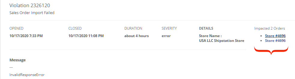 Example Store Violation