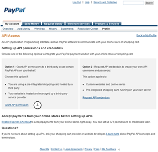 Under Selling online, next to API Access, click Update. Then, under Option 1, click Grant API Permission.