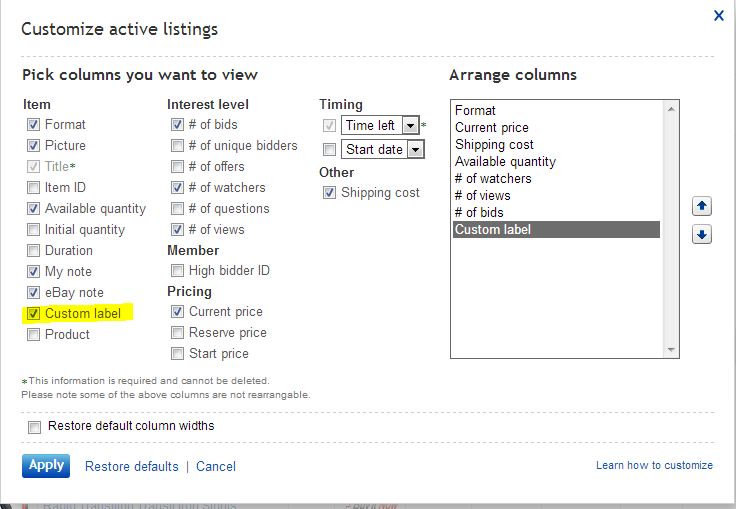 Add Custom Label column