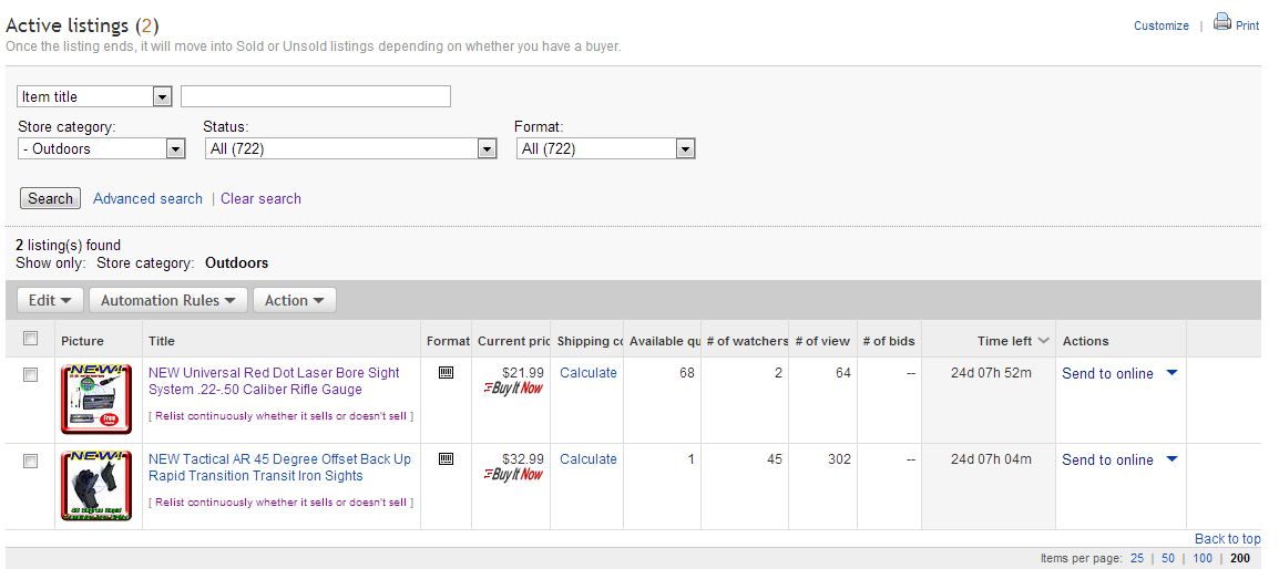 In eBay, click My eBay, Activity, Selling Manager.