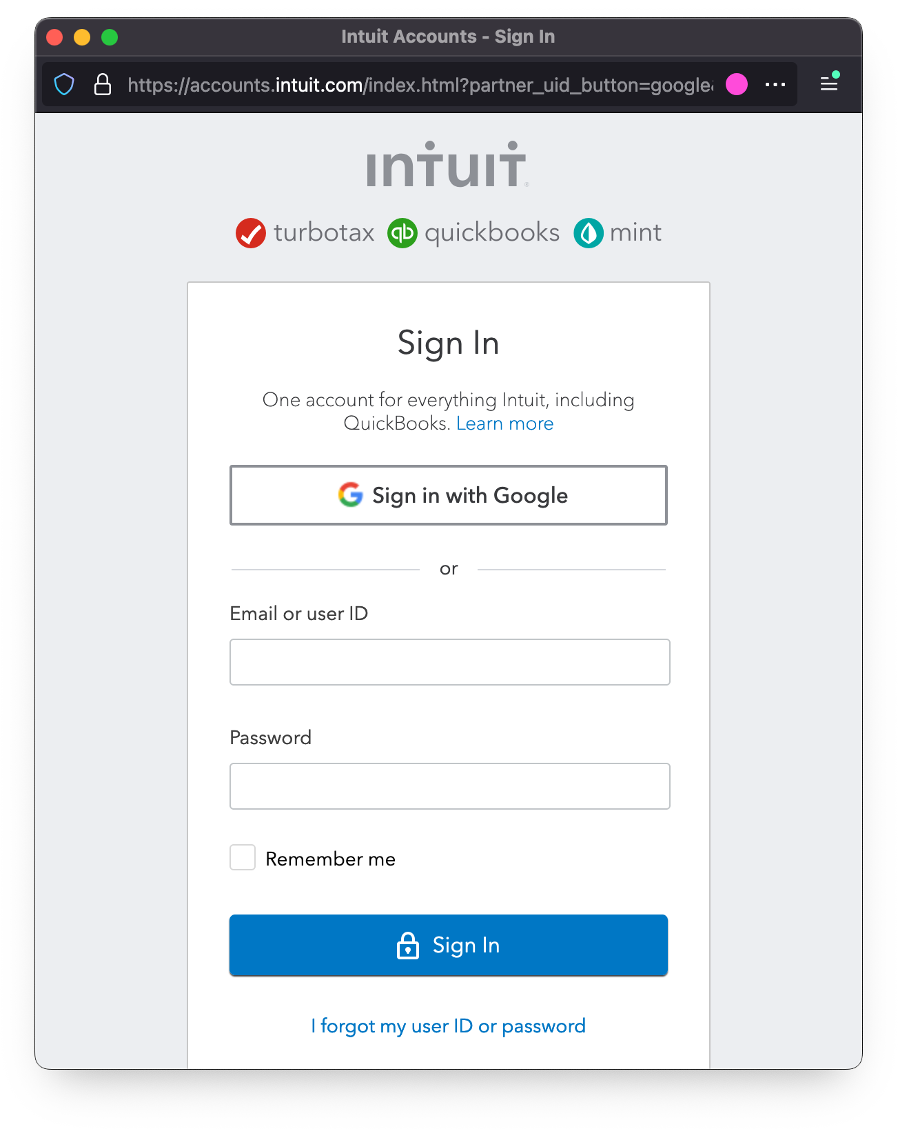 Log in to QuickBooks Online