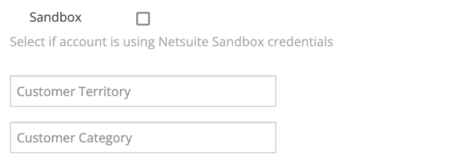 NetSuite connection details - optional