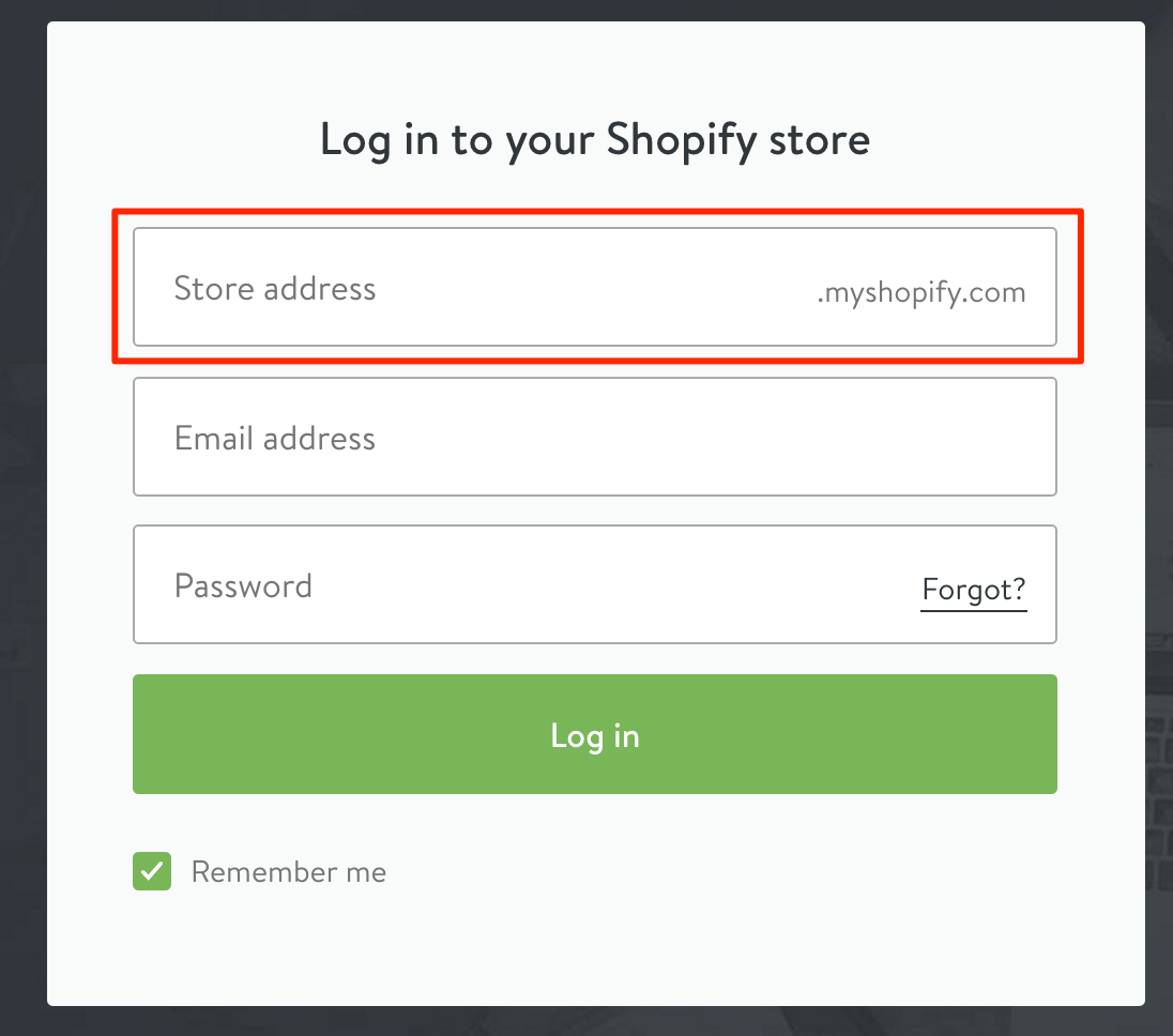 Shopify - gather store address